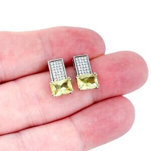 Estate RAVOY Sterling Silver 925 Yellow Cubic Zirconia Stud Earrings60